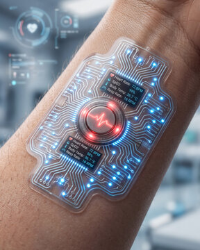 High-definition transparent wearable medical biosensor on skin.