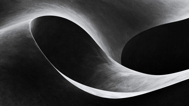 Abstract Curved Forms Black and White Composition