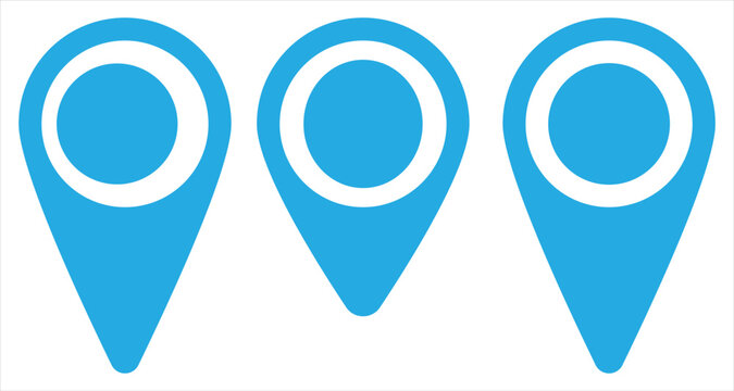 Map icon element set on isolated page. Flat isolated modern vector map set. Isolated modern blue location icon set on white page. EPS 10. 