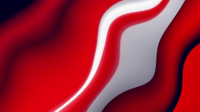 Elegant flowing wave animation in rich scarlet red and crisp white. Smooth organic motion creates sophisticated visual rhythm with seamless continuous loop. Ideal for corporate presentations