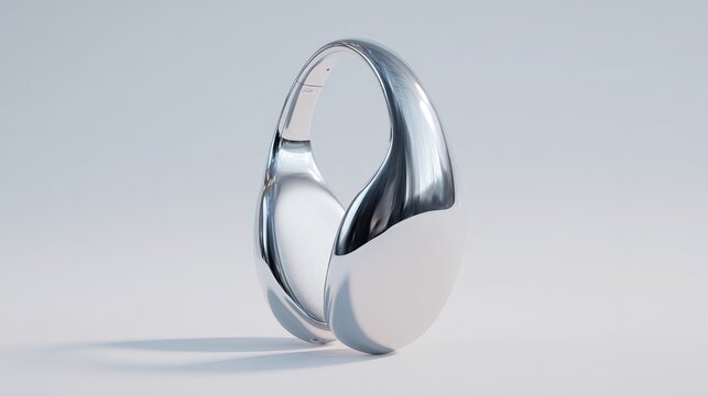 Sleek metallic headphones with mirror finish illustrating chrome silver trend used in technology branding and modern design visuals.