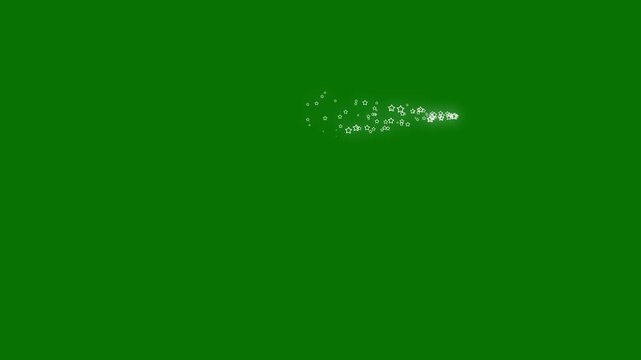 Sparkling magic glitter trail with glowing star streaks, white shimmer particles, fairy dust transition, fantasy sparkle line animation, chroma key green screen overlay, seamless 4k