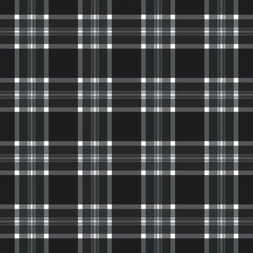 A classic black and white plaid pattern with intersecting lines forming a grid.