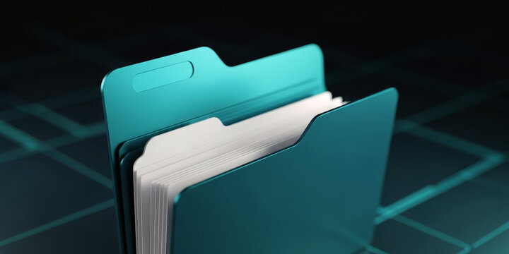 Blue file folder with white documents