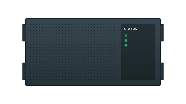 Modern industrial server rack unit with status lights.
