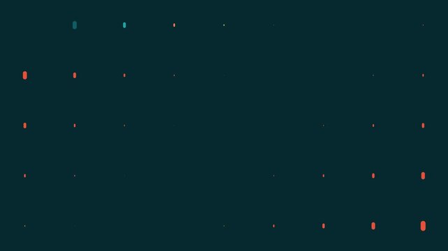 Abstract digital background featuring a dynamic halftone pattern of colorful rounded shapes on a dark teal gradient.