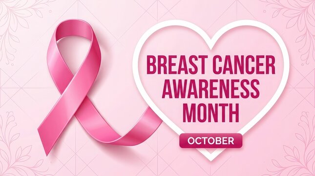A beautiful pink ribbon illustration designed for breast cancer awareness month to support survivors and promote health education during the month of october