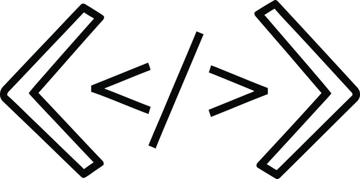 Software development coding brackets icon for programming and computer script syntax with programming brackets software development