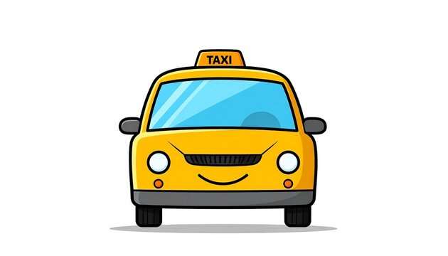 Yellow taxi cab with black roof and taxi sign.