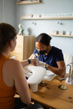 Professional nail care in a modern beauty studio