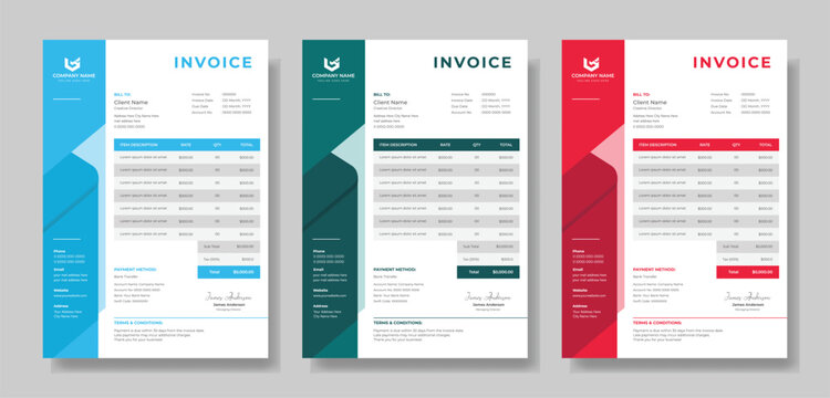 Invoice Design Template. Clean invoice template design. Simple Invoice Layout. Minimal Invoice Layout. Bill payment, Price receipt, Invoice bill, Bill Receipt and payment agreement. Invoice Set.
