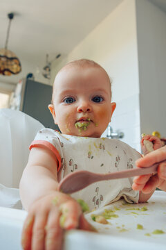 first messy solid food meals