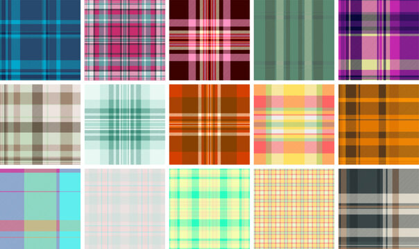 Seamless plaid pattern pack for design studios and textile factories. Ideal for apparel, interior fabrics, home textiles, and print-ready digital files.