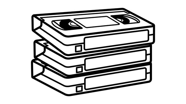 Stack of Three Vintage VHS Video Cassette Tapes