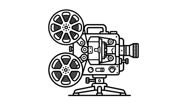 Vintage Film Movie Camera Outline Icon
