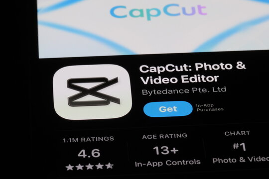 Shanghai,China-July 30th 2026: CapCut app download page on phone screen