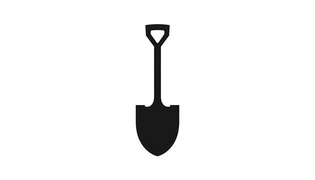 Minimalist black shovel icon. Flat vector design of a gardening tool silhouette.