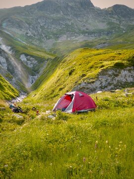 camping in the mountains