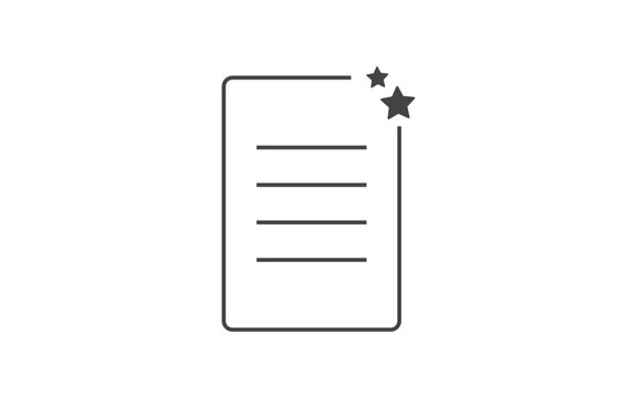 Document with rating stars. Document reviews concept, featured agreements, and file evaluations. 2D animation with 4K resolution and alpha channel.