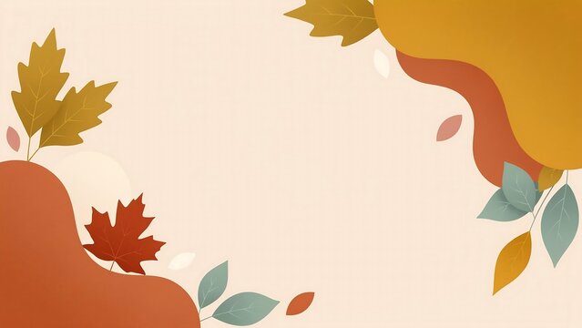 Abstract autumn leaves and organic shapes in warm earthy tones creating a decorative border