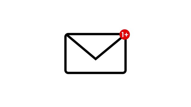 Email notification icon transforms from empty square to message with alert