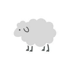 Obraz premium Minimal Woolly Sheep Farm Icon Flat Vector