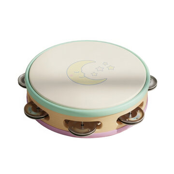 Handheld tambourine with jingles on colorful woven edge
