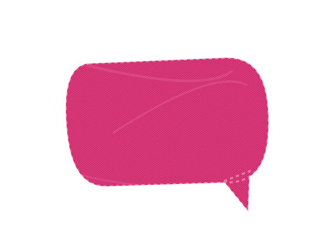 Pink hand drawn scribble style rectangular speech bubble asset as PNG cutout