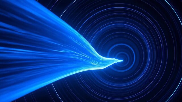 Bright blue beam streaks through dark void