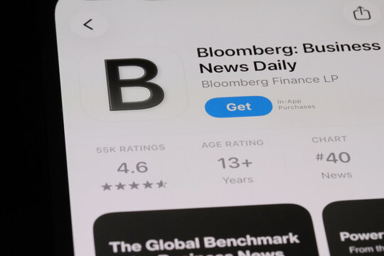 Shanghai,China-July 31st 2026: Bloomberg News app icon and brand logo