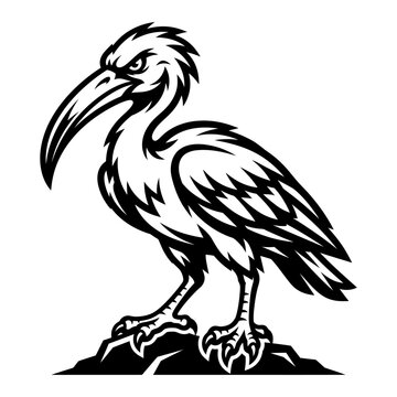 Strong ibis bird mascot side view vector illustration isolated on white background