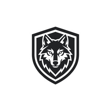Fierce wolf head mascot emblem inside a sharp black shield