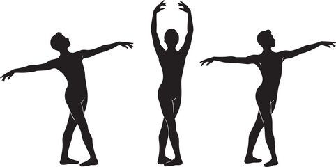 Ballet dancers in silhouette performing graceful poses against a white background © MD BULBUL AHMED