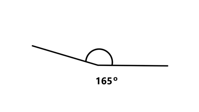 Obtuse Angle 165 Degree Measurement Geometry Diagram Animation Loop Isolated White Background Motion Graphic Video