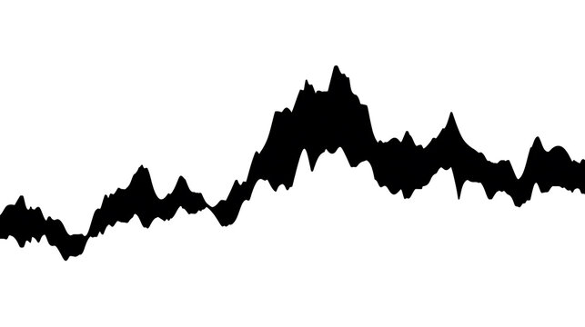 A black silhouette of a jagged, fluctuating graph against a white background, suggesting volatility or data fluctuation