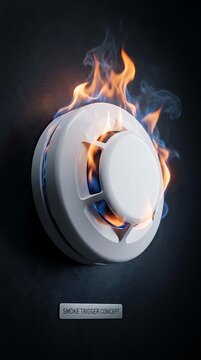 Flaming Smoke Detector On Fire.