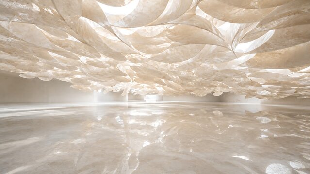 Abstract background with soft golden light reflections on a smooth flowing liquid surface creating a dreamy atmosphere