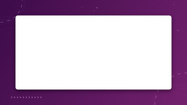 Blank white rectangular frame on purple background