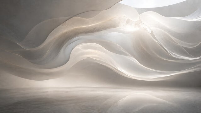 Abstract background with soft flowing waves in shades of beige and grey for elegant design projects
