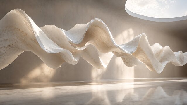 A dynamic splash of smooth creamy white liquid flowing in an elegant wave pattern against a soft background