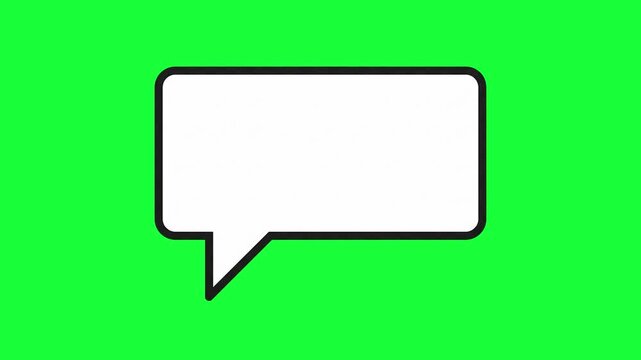 Blank white speech bubble icon isolated on a green background