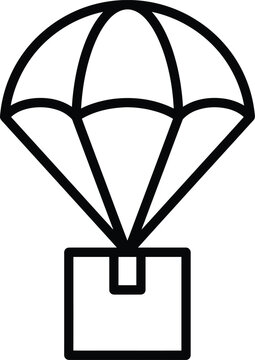 Express shipping and fast parcel delivery service icon with parachute shipping delivery logistics