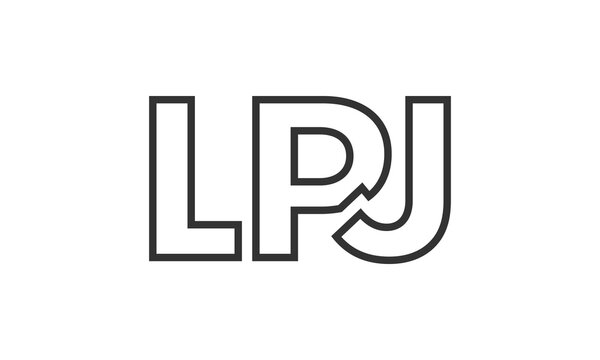LPJ logo design template with strong and modern bold text. Initial based vector logotype featuring simple and minimal typography. Trendy company identity.