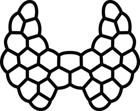 Thyroid gland organ icon with honeycomb cellular structure endocrine cellular structure clinical