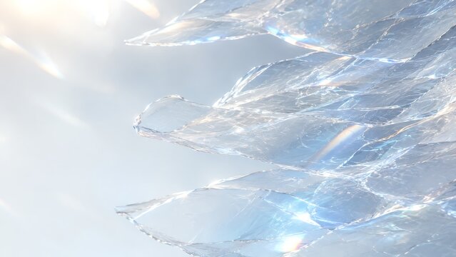Abstract background of shimmering blue water surface with bright sunlight reflections and soft bokeh light effects