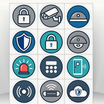 Flat icon set of modern user interface symbols for apps.