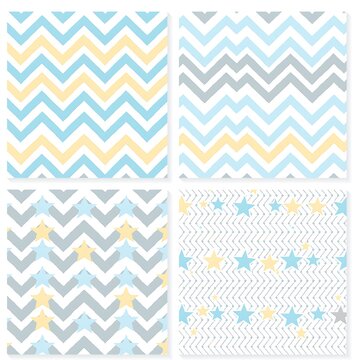 Four pastel chevron and star patterned backgrounds.
