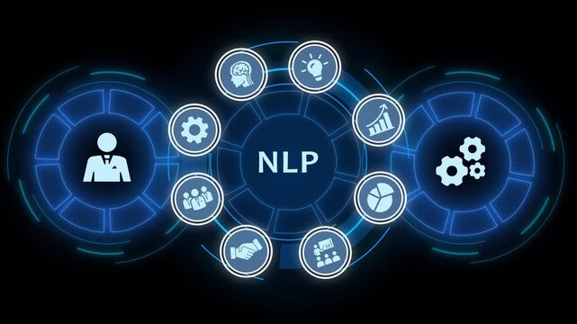 Natural language processing nlp technology concept with digital interface and business artificial intelligence