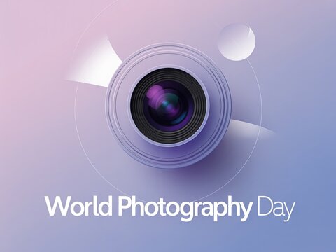 World Photography Day realistic camera lens abstract modern photography technology vector background celebrating creativity visual storytelling artistic design concept illustration
