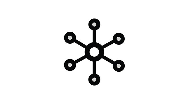 Abstract hexagonal network icon with six nodes connected to a central core